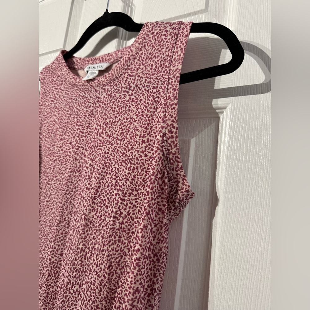 Athleta Leopard Print Pink Sleeveless Muscle Tee (XS) - Picture 12 of 16